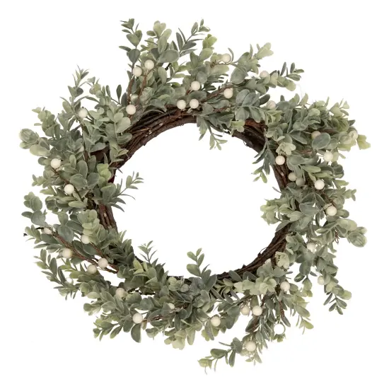 Northlight Real Touch&trade;️ Berry and Eucalyptus Christmas Wreath - 18" - Unlit Green {1}