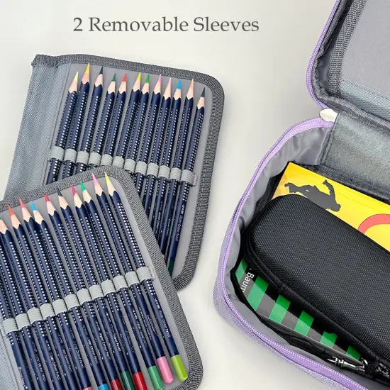 Wrapables Large Capacity 72 Slot Pencil Case for Colored Pencils, Stationery Pouch, Lavender {5}