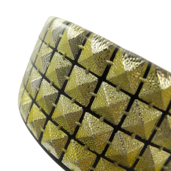 1 1/2 Inch Wide Goldtone Pyramid Studded Lucite Bangle Bracelet {4}