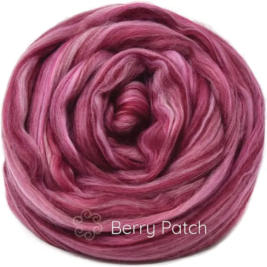 100% Superfine Merino Fiber: Winner's Circle. Soft Combed Top Roving Color Blend for Spinning, Felting, Weaving Berry Patch {2}
