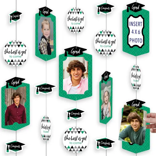 Big Dot of Happiness Green Graduation Party Vertical Photo Garland 35 Pieces {1}