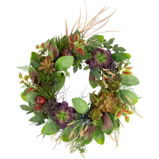Northlight Mixed Succulent and Pomegranate Artificial Wreath, 24-Inch Green {1}