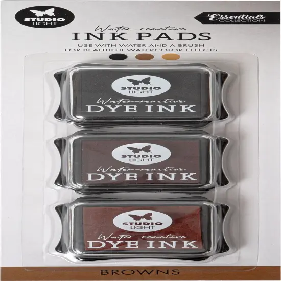 Studio Light Water-Reactive Ink Pads 3/Pkg-Nr. 12, Browns {1}