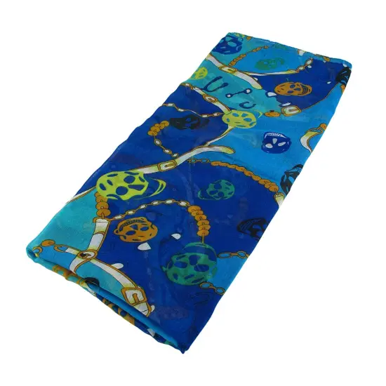 Lightweight Gauze Skull and Chain Print Fashion Scarf {6}