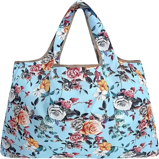 Wrapables Large Foldable Tote Nylon Reusable Grocery Bags, 3 Pack Elegant Bouquet {3}