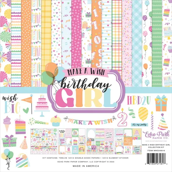 Echo Park Collection Kit 12"X12"-Make A Wish Birthday Girl {1}
