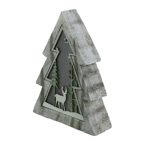 Northlight LED Lighted Tree with Reindeer in the Woods Scene Christmas Decoration - 13.5" Brown {4}