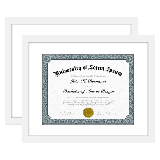 Americanflat 11x14 Diploma Frame - 8.5x11 with Mat or 11x14 without Mat - Certificate Frame for Displaying Documentation - Shatter Resistant Glass - Hanging Hardware {8}