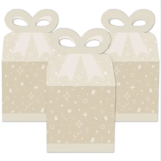 Big Dot of Happiness Tan Confetti Stars - Square Favor Gift Boxes - Simple Party Bow Boxes - Set of 12 {3}