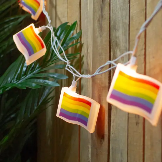 Northlight Pride Rainbow Flag Patio Light Set - 7.5' White Wire - 10ct Multi {5}