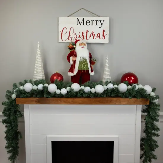 Northlight 3-Finish Shatterproof Ball Christmas Garland - 6' x 4" - White - Unlit {3}