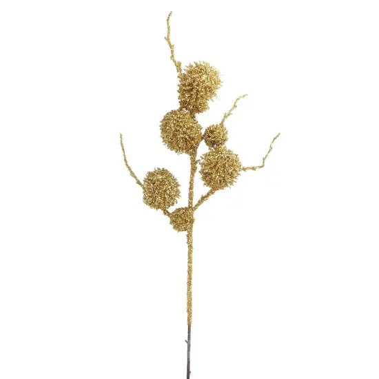 Select Artificials Set of 6 Gold Glittered Puff Christmas Sprays 42" Brown {3}