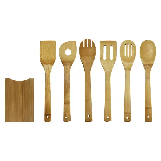 Oceanstar 7 Piece Bamboo Cooking Utensil Set Brown {3}
