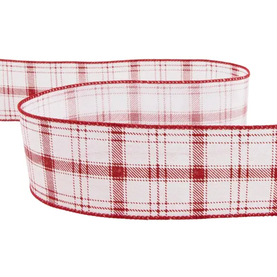 Northlight Red and White Plaid Wired Craft Christmas Ribbon 2.5" x 10 Yards {6}