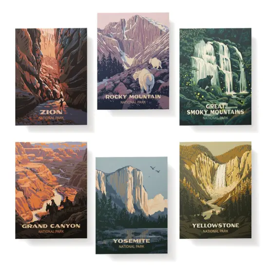 Twigs Paper - Assorted Vintage National Parks Greeting Cards - Stationery Cards with Envelopes - Thank You and Blank Note Cards - Greeting Cards for All Occasions - Made in USA (5.5 x 4.25,Set of 12) {3}
