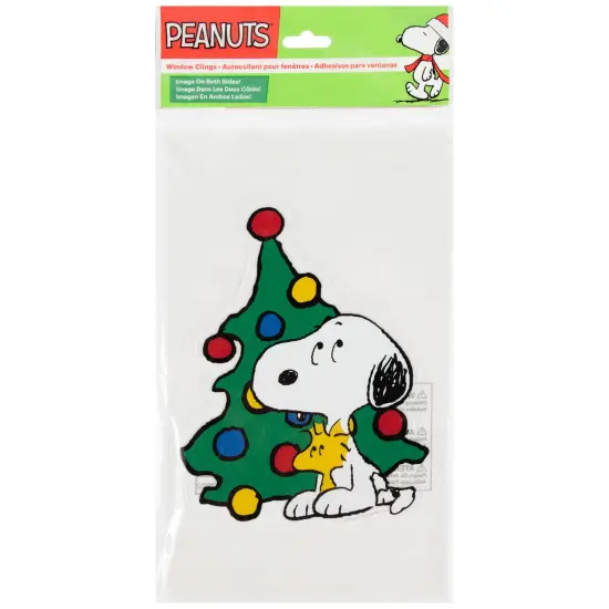 Northlight Peanuts Woodstock and Snoopy with Christmas Tree Window Cling Decoration Green {7}