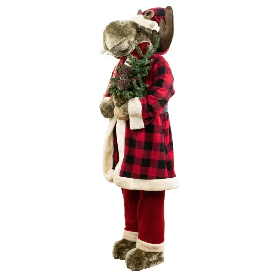 Northlight Moose Santa Claus Standing Christmas Figure - 48" Red {4}