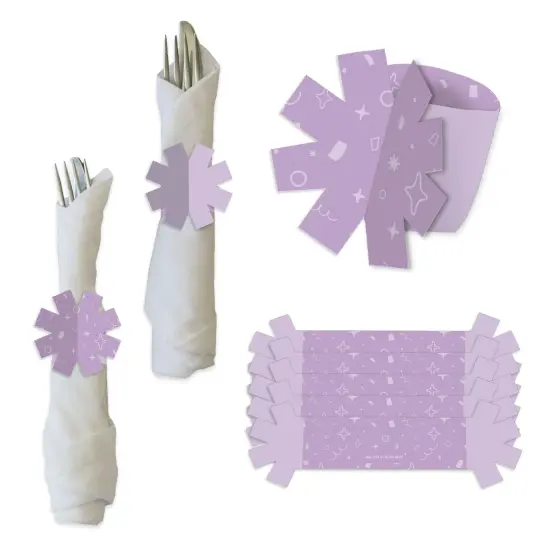 Big Dot of Happiness Purple Confetti Stars - Simple Party Paper Napkin Holder - Napkin Rings - Set of 24 {1}