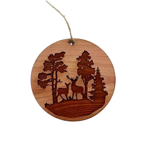 Buck and Doe - Cedar Ornament {1}