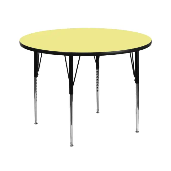 Emma and Oliver 42" Round Laminate Adjustable Activity Table Yellow {1}