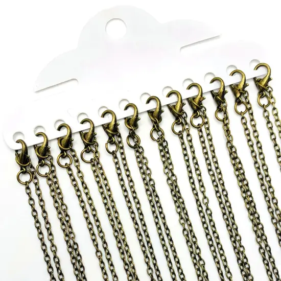 12 or 72 Pieces: 17 7/8" Pre-made Bronze Necklace Chains {1}