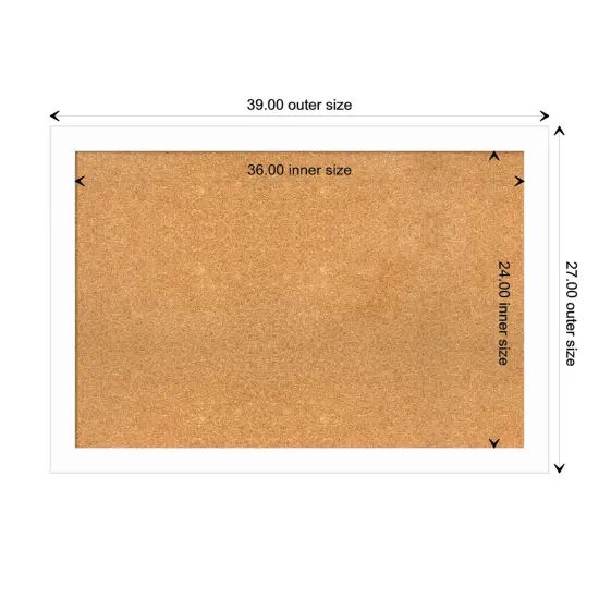 Basic Narrow Wood Framed Corkboard, Natural Cork Basic White {3}