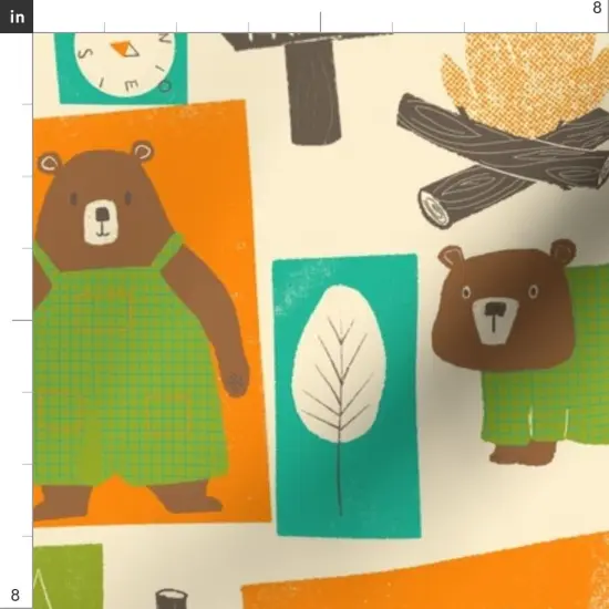 Various Fabrics by the Yard or Fat Quarter Woodland Camping Cute Bears Whimsical Rustic Lodge Mountain Canoe Camp Fire Custom Printed Fabric by Spoonflower {4}