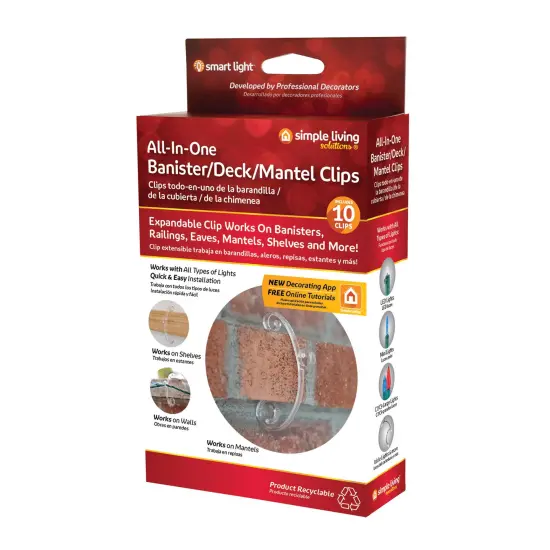 Simple Living 10ct All in One Deck, Banister and Mantle Clips Clear {4}