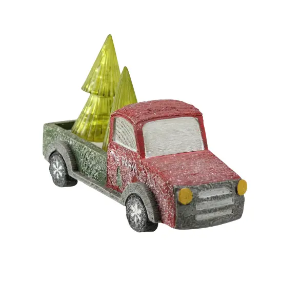 Allstate Lighted Glittered Farm Truck with Trees Christmas Decoration - 8.5" - Red and Green {3}