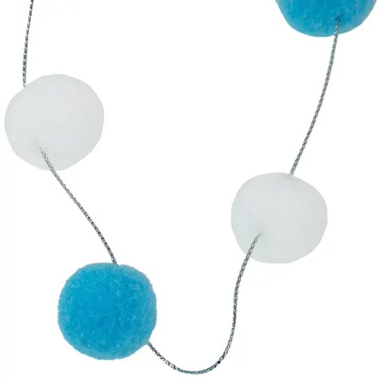 Northlight 9' Blue and White Plush Snowball Christmas Garland {5}