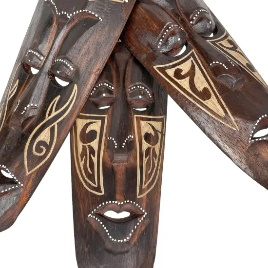 Set of 5 African Animal Hand Carved Wooden Wall Masks {5}