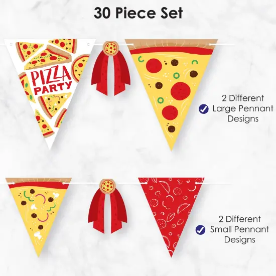 Big Dot of Happiness Pizza Party Time - DIY Baby Shower or Birthday Party Pennant Garland Decoration - Triangle Banner - 30 Pieces {6}