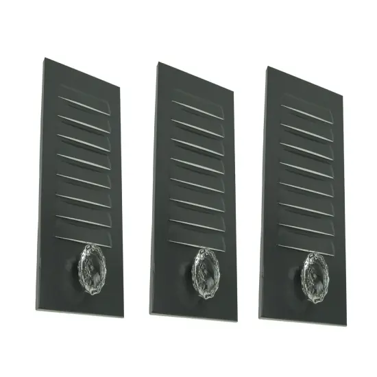 Grey Metal Locker Panel with Acrylic Door Knob Wall Hook Plaques Set of 3 {1}