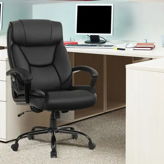 Costway Big & Tall 500lb Office Chair Executive PU Leather Computer Desk Chair {4}
