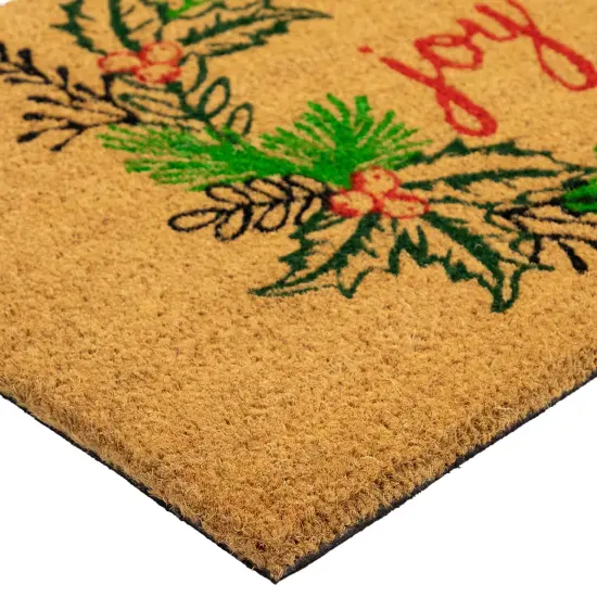Northlight Natural Coir "Joy" Wreath Christmas Doormat 18" x 30" Brown {6}