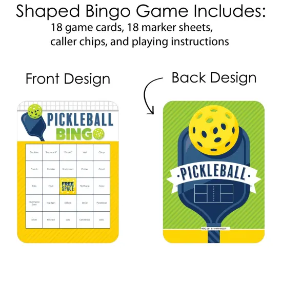 Big Dot of Happiness Let&rsquo;s Rally - Pickleball - Bingo Cards and Markers - Birthday or Retirement Party Bingo Game - Set of 18 {6}