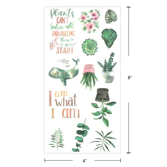 Wrapables Washi Stickers Sets for Scrapbooking, DIY Crafts for Stationery, Diary, Card Making 9, Leaves Flowers {5}