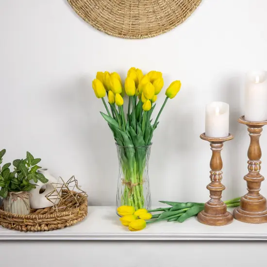 Northlight Real Touch&trade; Yellow Artificial Tulip Floral Bundles, Set of 6 - 18" {3}