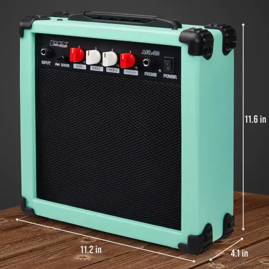 LyxPro Electric Guitar Amp, 20w Portable Mini Amplifier Green {4}