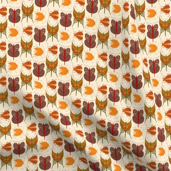 Various Fabrics by the Yard or Fat Quarter Abstract Bug Boho Botanical Butterfly Beetle Folk Art Custom Printed Fabric by Spoonflower {5}