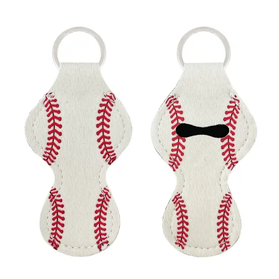 Wrapables 10 Pack Chapstick Holder Keychain with 10 Pieces Metal Clasps Baseball/Softball {6}