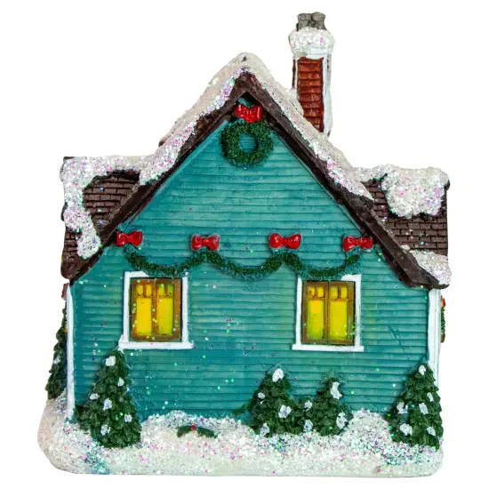 Northlight LED Lighted Snowy House Christmas Village Decoration - 5.5" - Green {6}