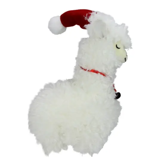 Northlight Standing Plush Sleeping Llama with Jingle Bell Necklace Christmas Figure - 13" White {1}