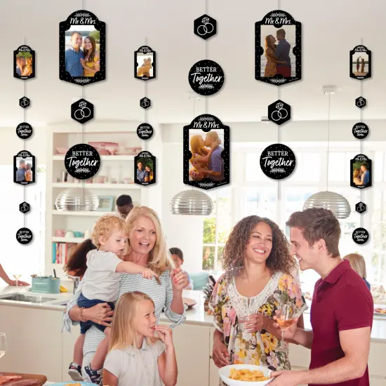 Big Dot of Happiness Mr. and Mrs. - Black and White Wedding or Bridal Shower Vertical Photo Garland 35 Pieces {7}