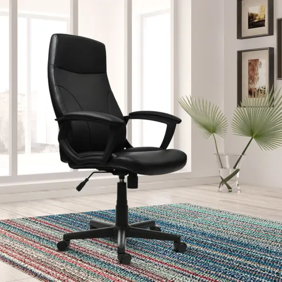 Techni Office Solutions 3.25' Solid Black Ergonomic Medium Back Executive Office Chair {6}