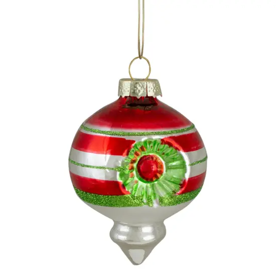 Northlight 4ct Red, Green and Silver Vintage Glass Christmas Ornaments 3.25-Inch (80mm) {4}