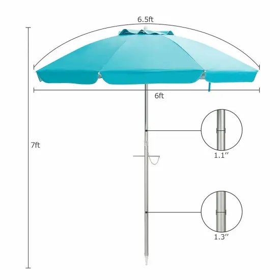 Costway 6.5FT Patio Beach Umbrella Sun Shade Tilt Carry Bag {3}