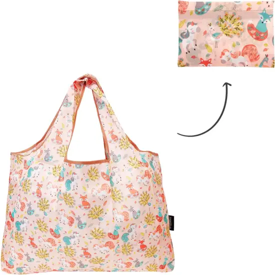 Wrapables Large Foldable Tote Nylon Reusable Grocery Bag, 3 Pack Cuddly Critters {5}