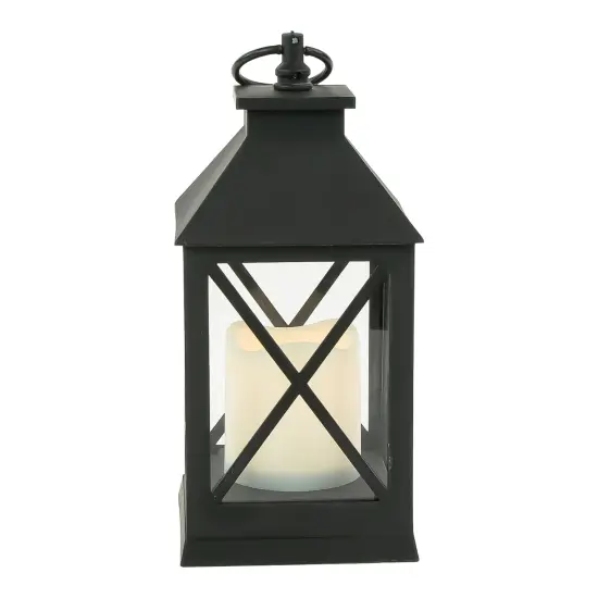 Northlight LED Lighted Lantern with Flameless Candle - 9" - Black {5}