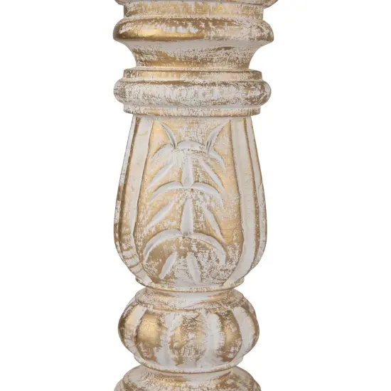 Northlight Brushed Tripod Wooden Pillar Candle Holders - 10" - Gold and White - Set of 3 {5}